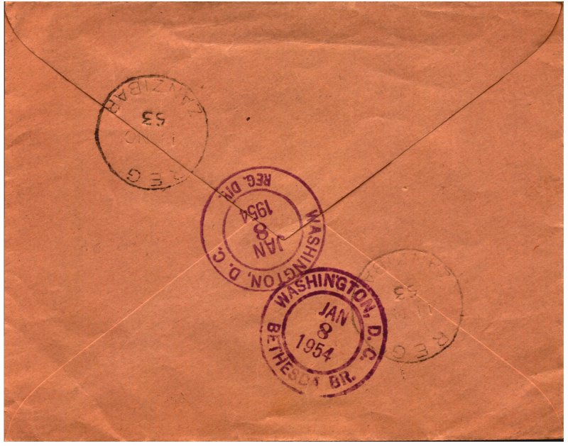 Zanibar Postal Cover - On His Highness' Government Service - registered mail