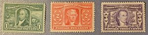 1904 Louisiana Purchase 1, 2, 3 Cent Scott #- 323-325 Mint Hinged Nice Short Set
