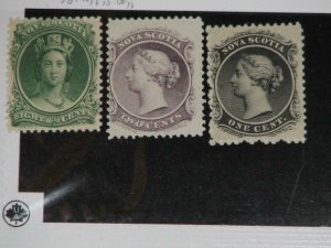 CANADA, NOVA SCOTIA, SCOTT# 8, 9, 11, MINT HINGED