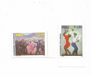 PERU 1995 FOLKLORE POPULAR ART DANCE 2 VALUES MINT NH SCOTT 1126/27 MI 1562/3