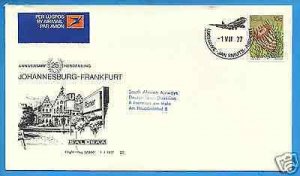 SOUTH AFRICAN A/W  -  JOHHANESBURG / FRANKFURT, 1977 AIRMAIL FLIGHT EVENT COVER.