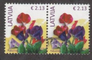 Latvia # 899, Flowers, - Sweet Peas, Used Pair, 1/3 Cat.