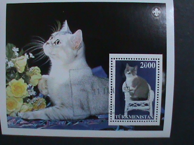 TURKMENISTAN-1999 LOVELY BEAUTIFUL CAT CTO S/S VERY FINE- CLEAR FANCY CANCEL