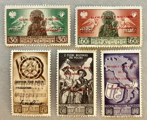 Italy Polish Legion Forces 1946 FDR Four Freedoms Overprint Stamps / MH
