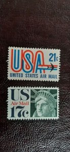 US Scott # C80-C81; 17c, 21c Airmails from 1971; MH (C80) MNH (C81) og; VF ctr