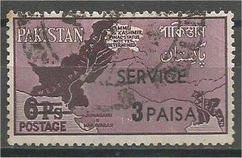 PAKISTAN, 1961, used 3p on 6p, Overprinted Scott O74