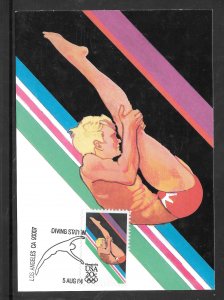 #2082 DIVING STATION AUG/5/1984 Maximum Card USPS Cachet (my4972)