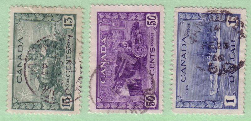 258, 261-262 Canada King George VI War issue, used CV $19.00