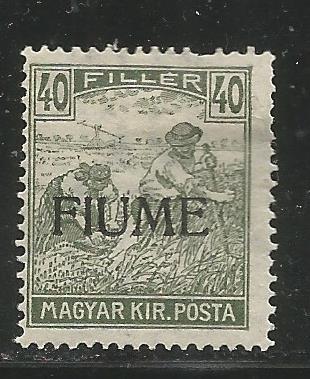 FIUME  12a  HINGED, HUNGARIAN STAMPS OF 1916-1918, COLORED NUMERALS, OVERPRINTED