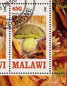 Malawi Mushroom Boletus Pinicola Fungus Souvenir Sheet of 4 Stamps