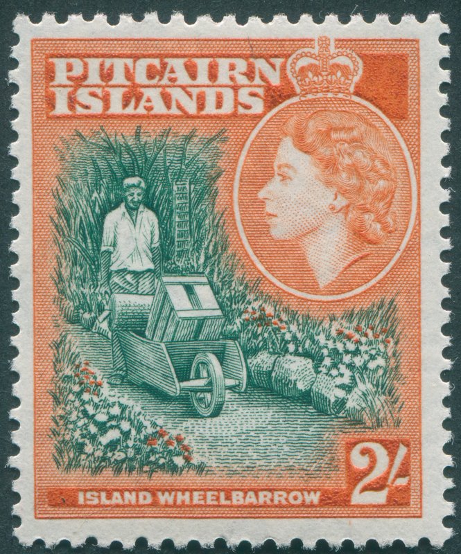 Pitcairn Islands 1957 2s green & red-orange SG27 unused