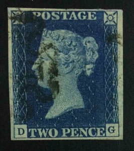 MOMEN: GREAT BRITAIN SG #5 1840 IMPERF BLUE USED LOT #63199