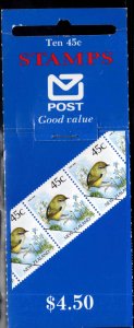 New Zealand Scott 924 Rock Wren Bird Booklet of 10 stamps