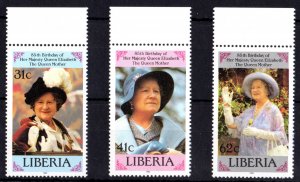 Liberia 1995 Sc#1037/1039 QUEEN MOTHER 85th.BIRTHDAY Set (3) MNH