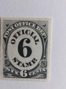 SCOTT # O50P PROOF CARD 6 CENT POST OFFICE GREAT COLOR AND GREAT CENTERING !!