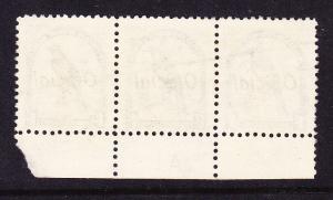 NEW ZEALAND  1935-42 1/- PICTORIAL OFFICIAL PLATE STRIP 3 #A1 FU CP LO12c