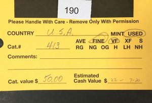 US STAMPS # 413 USED LOT #190