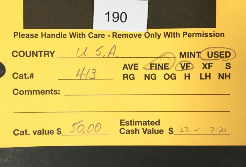 US STAMPS # 413 USED LOT #190