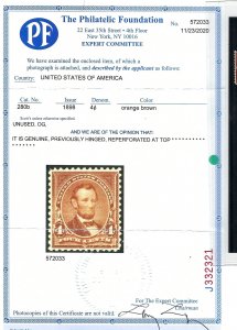 #280b Single Mint H with PF Cert - Reperf @ top