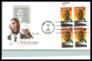 #2402 A. Philip Randolph Inscription block- Black Heritage Series –Artmaste...