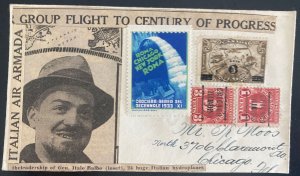 1933 Montreal Canada Century Of Progress Special Flight Cover Gen Italo Balbo