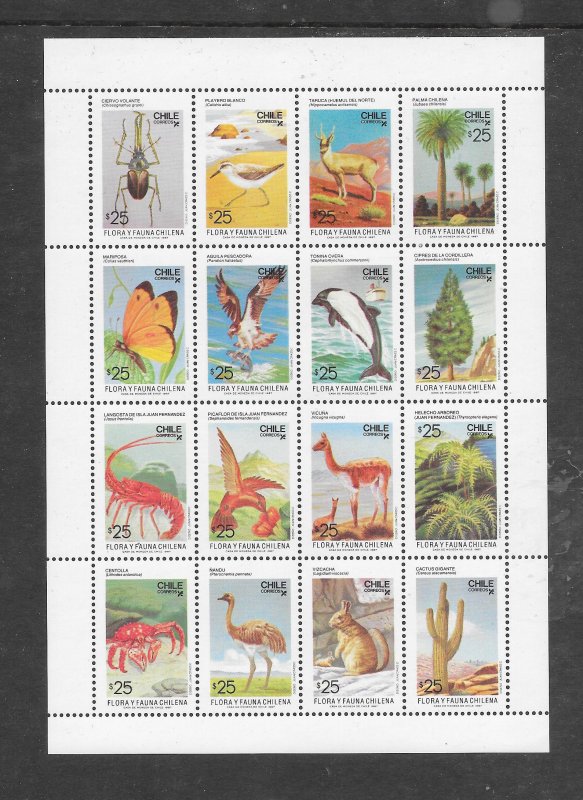 CHILE #758 FISH, BIRDS ANIMALS M/S MNH