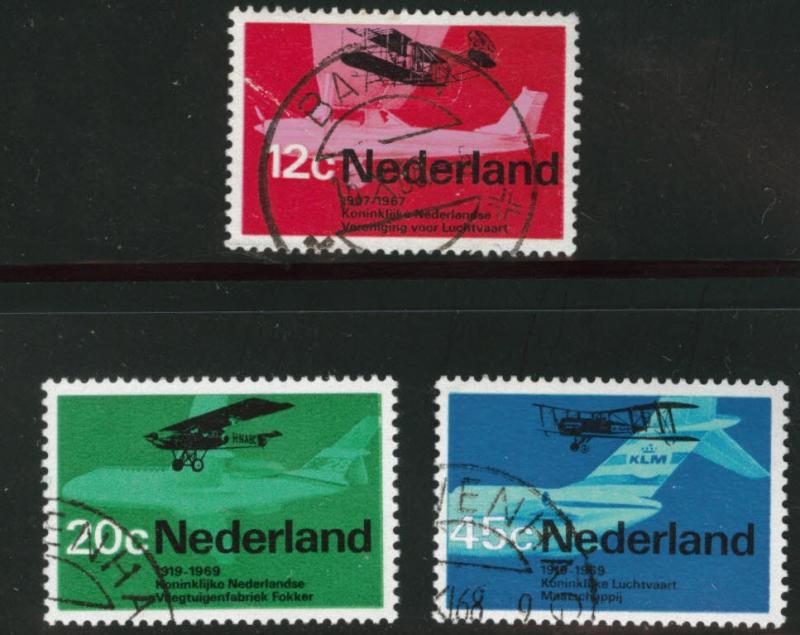 Netherlands Scott 455-457 used 1969 Airplane set