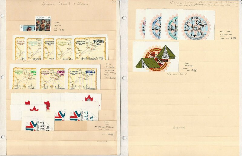 Tonga Stamp Collection on 45 Scott International Pages, 1886-1992, JFZ