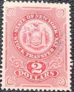 US, New York State Stock Transfer, **Used** Embossed Single