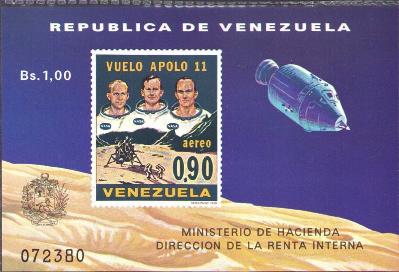 1969 VENEZUELA APOLO 11 Scottt C1019a Astronauts Armstrong Aldrin Collins MNH