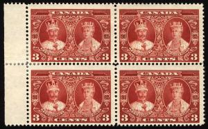 Canada #213 3c Carmine 1935 *MLH* Margin Block of 4