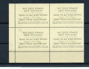 U.S. RW42 (US610) Plate Block of 4, Federal Duck Stamp, MNH, VF, CV$65.00