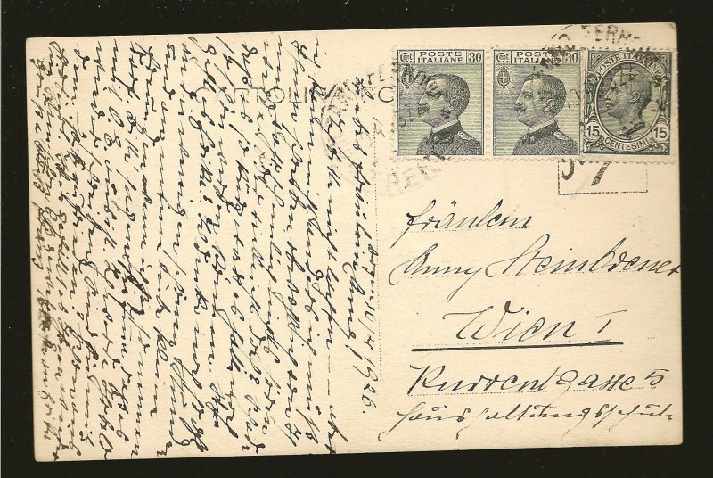 Italy 96 & 103 Pair on Postmarked 1926 Postcard Used