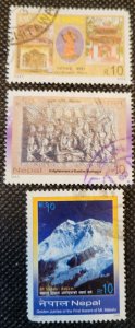 Nepal, 2004-05, remnant sets, #752,756,759, temples & mountain climb, SCV$3.00