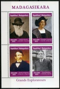 Madagascar 2019 EXPLORERS COLUMBUS DARWIN LIVINGSTONE Sheet Perforated Mint (NH)