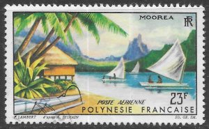 French Polynesia Scott C32 Used 23f Moorea Sailboat Scene Air Mail issue of 1964