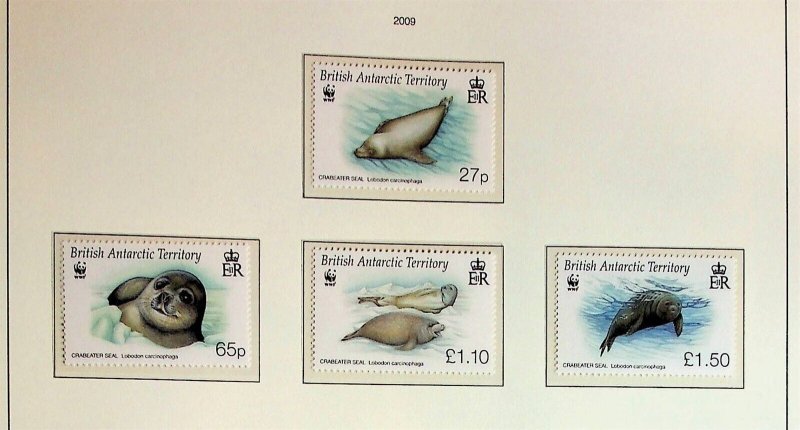 BRITISH ANTARCTIC TERRITORY (BAT) Sc 410-3+413a NH SET+M/S OF 2009 - SEA ANIMALS