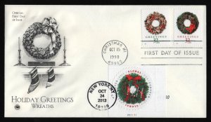 #3249-50 32c Christmas Wreaths, PCS-Dual Cancel FDC **ANY 5=FREE SHIPPING**