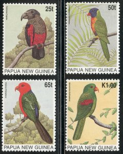 Papua New Guinea Scott 889-92 MNHOG - 1996 Parrots Set - SCV $11.00