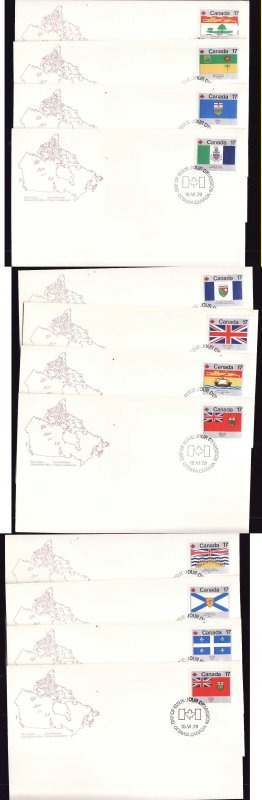 Canada-Sc#821-32-stamps on 12 FDCs-Provinces and Territories-1979-