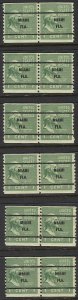 US 1939 Sc 839 1c Prexy Coil Pairs (6) MNH VF, Miami Fla Bureau Precancel