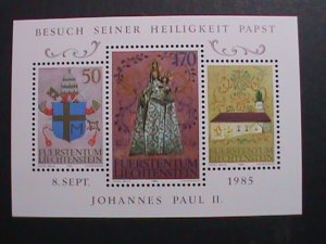 LIECHTENSTEIN-1985-SC# 816  STATE VISIT OF POPE JOHN PAUL II MNH SHEET -VF