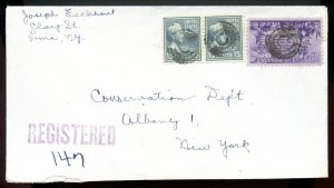 U.S. Scott 820 (2) Prexies and 1015 on Registered Lima, NY Cover