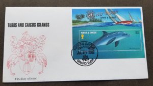 *FREE SHIP Turks & Caicos Islands Eco Tourism 2002 Dolphin Marine Life (FDC)