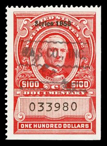 Scott R558 $100.00 1950 Dated Red Revenue Used VF Cat $22.50