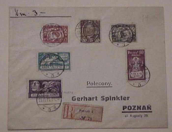 POLAND  SET OF 6 REGISTERED POZNAN 1919 NOV 25