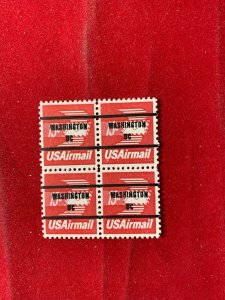 Scott # C79b precancel  13c Winged Envelope Block of 4 MNH stock photo