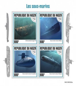 NIGER - 2019 - Submarines - Perf 4v Sheet - Mint Never Hinged