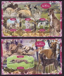 Gabon- 2 used sheets-Animals-Dogs-Greyhounds-2020-