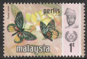 Malaya Perlis Scott 47 - SG48, 1971 Butterflies 1c MH*